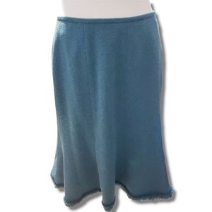 Anne Klein Tweed fluted hunter Green pleated Skirt